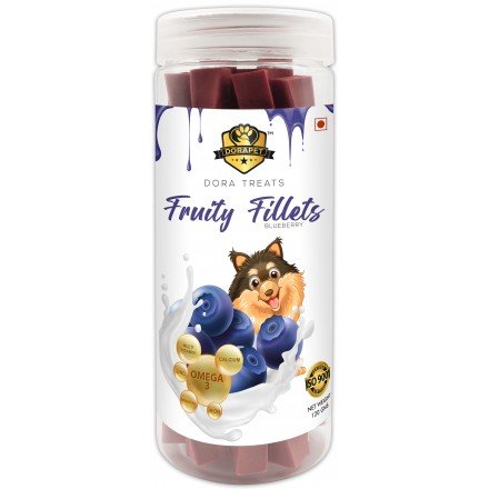 Fruity Fillets™ Exotic Premium, Dental Chew Sticks, Best for Oral Health, 120 GMS (Blueberry)